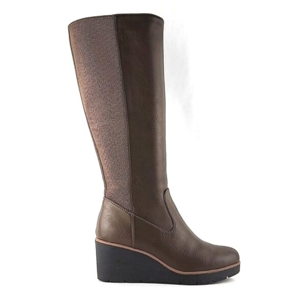 SOUL Naturalizer Shoes - Naturalizer SOUL Women's Approve Tall Wedge Brown Khaki Leather Boots Size 7.5W
